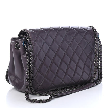 Chanel Calfskin Quilted Large CC Enchained Accordion Flap Grey 2 of 5