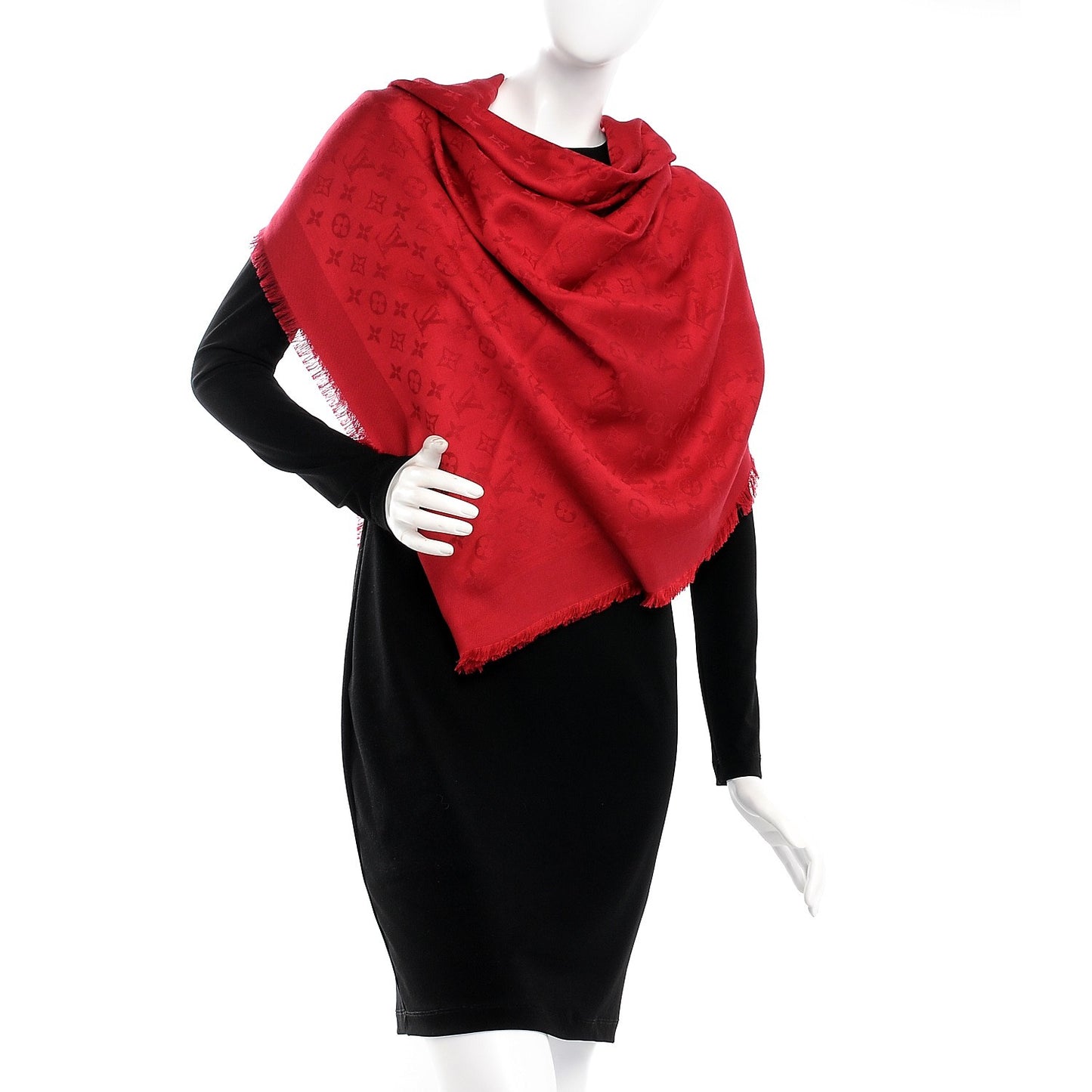 Silk Wool Monogram Shawl Pomme D'Amour