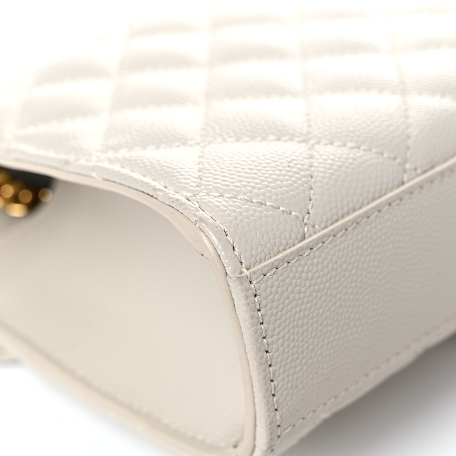 Saint Laurent Grain De Poudre Textured Mixed Matelasse Triquilt Small Monogram Satchel Crema Soft 10 of 16