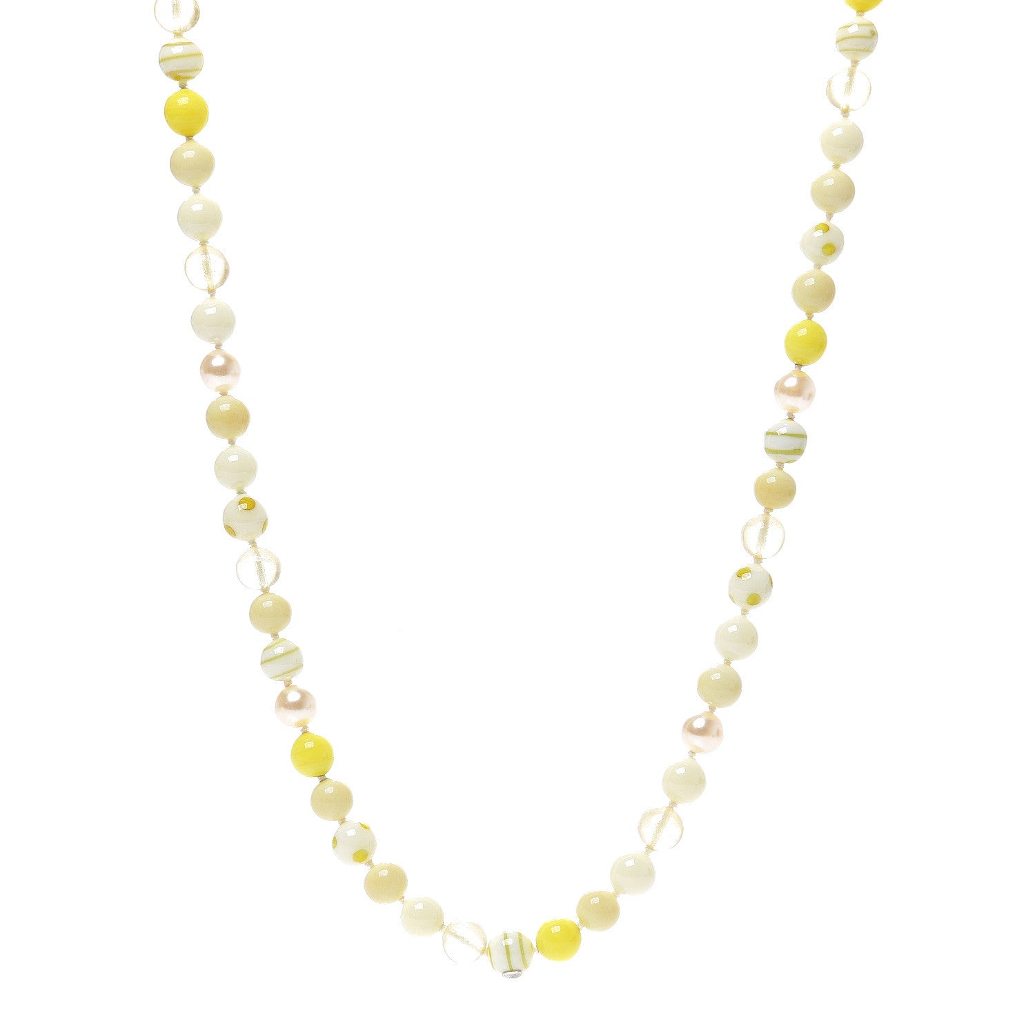 Chanel Resin Pearl Beaded CC Necklace Yellow Nacre Blanc 1 of 3
