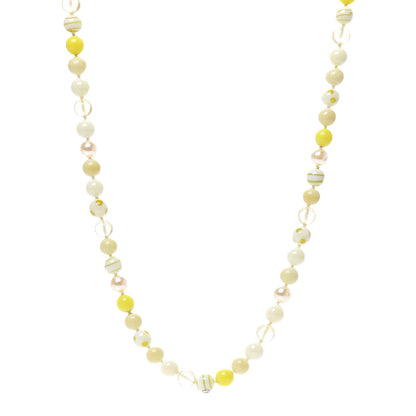 Chanel Resin Pearl Beaded CC Necklace Yellow Nacre Blanc 1 of 3