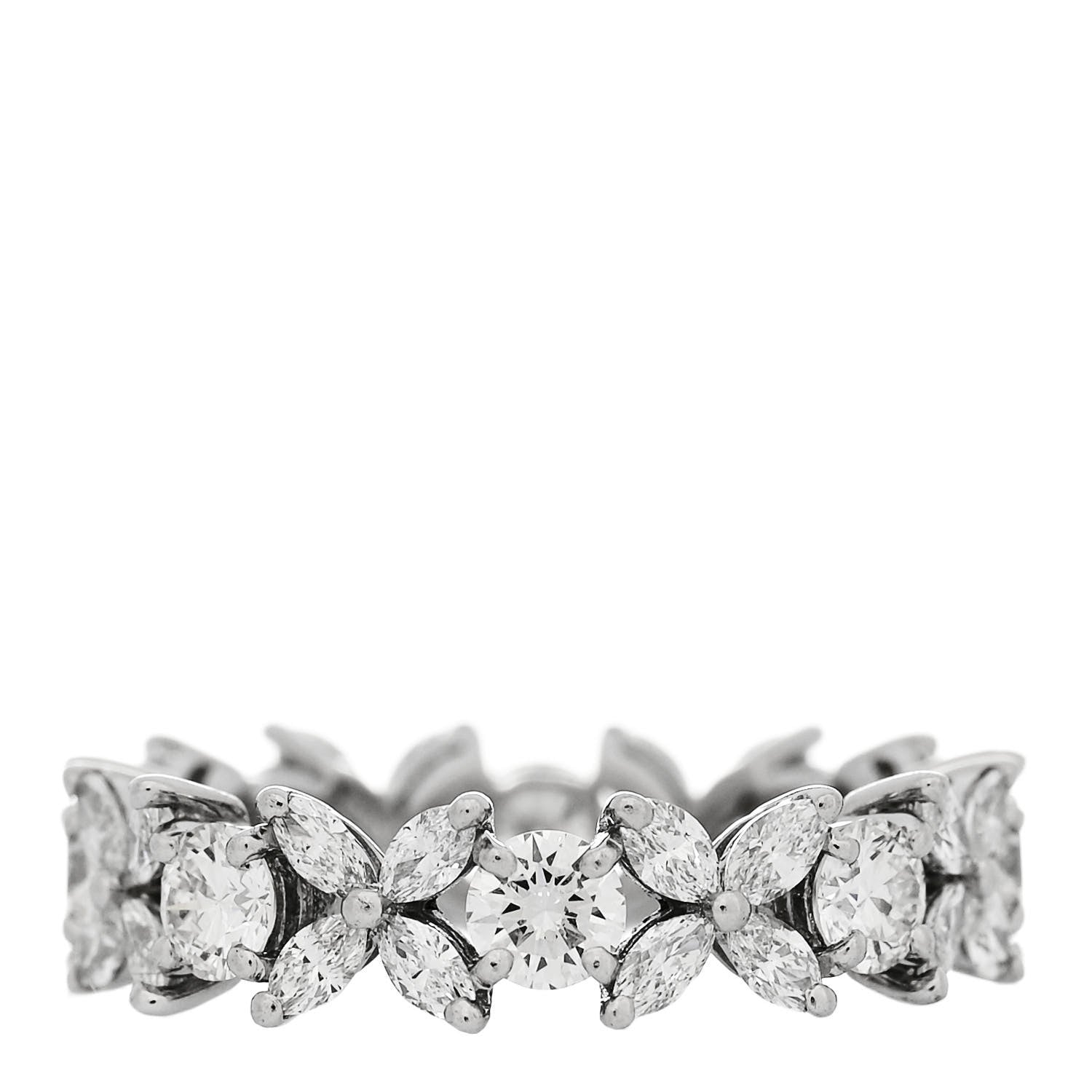 Tiffany Platinum Diamond Victoria Alternating Band Ring 50 5.5 1 of 5
