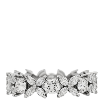 Tiffany Platinum Diamond Victoria Alternating Band Ring 50 5.5 1 of 5