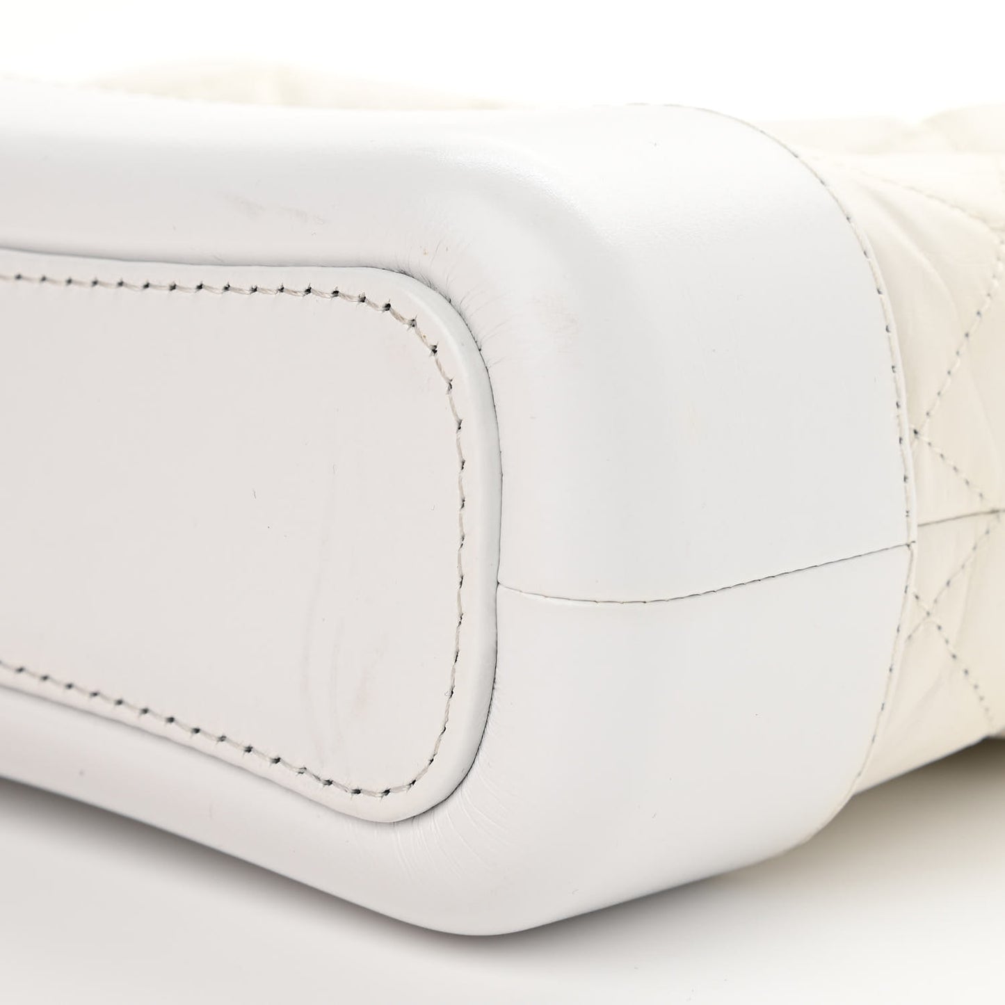 Aged Calfskin Quilted Small Gabrielle Hobo White