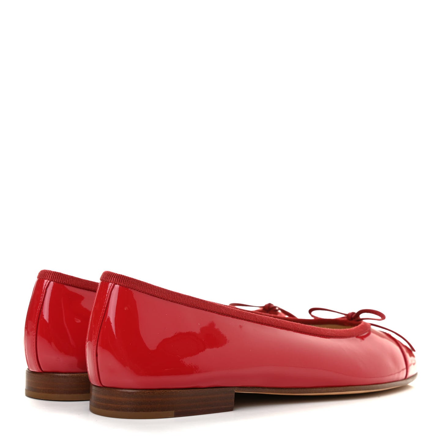 Patent Calfskin CC Cap Toe Ballerina Flats 38.5 Red