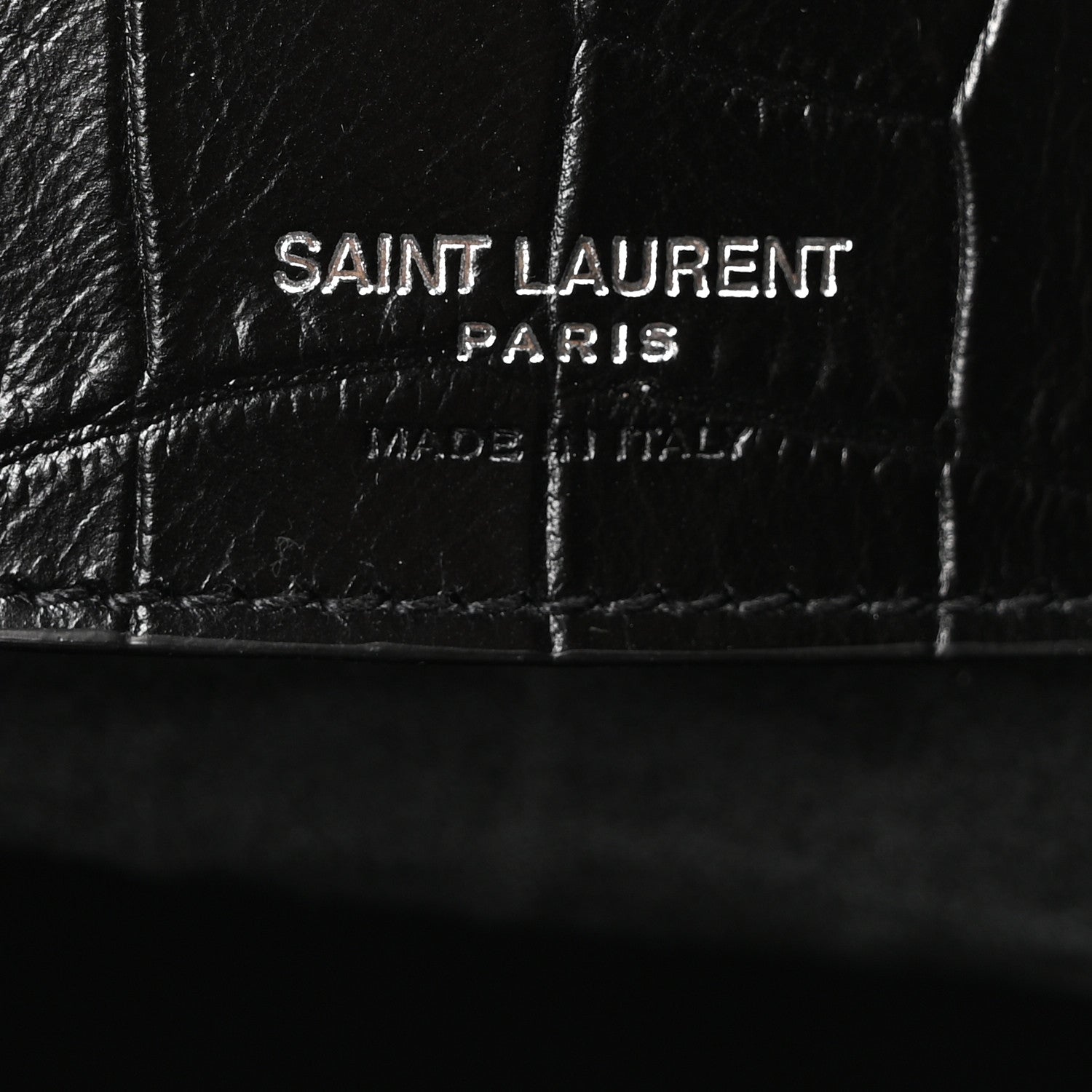 Saint Laurent Calfskin Crocodile Embossed Large Souple Sac De Jour Black 5 of 10