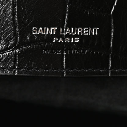 Saint Laurent Calfskin Crocodile Embossed Large Souple Sac De Jour Black 5 of 10