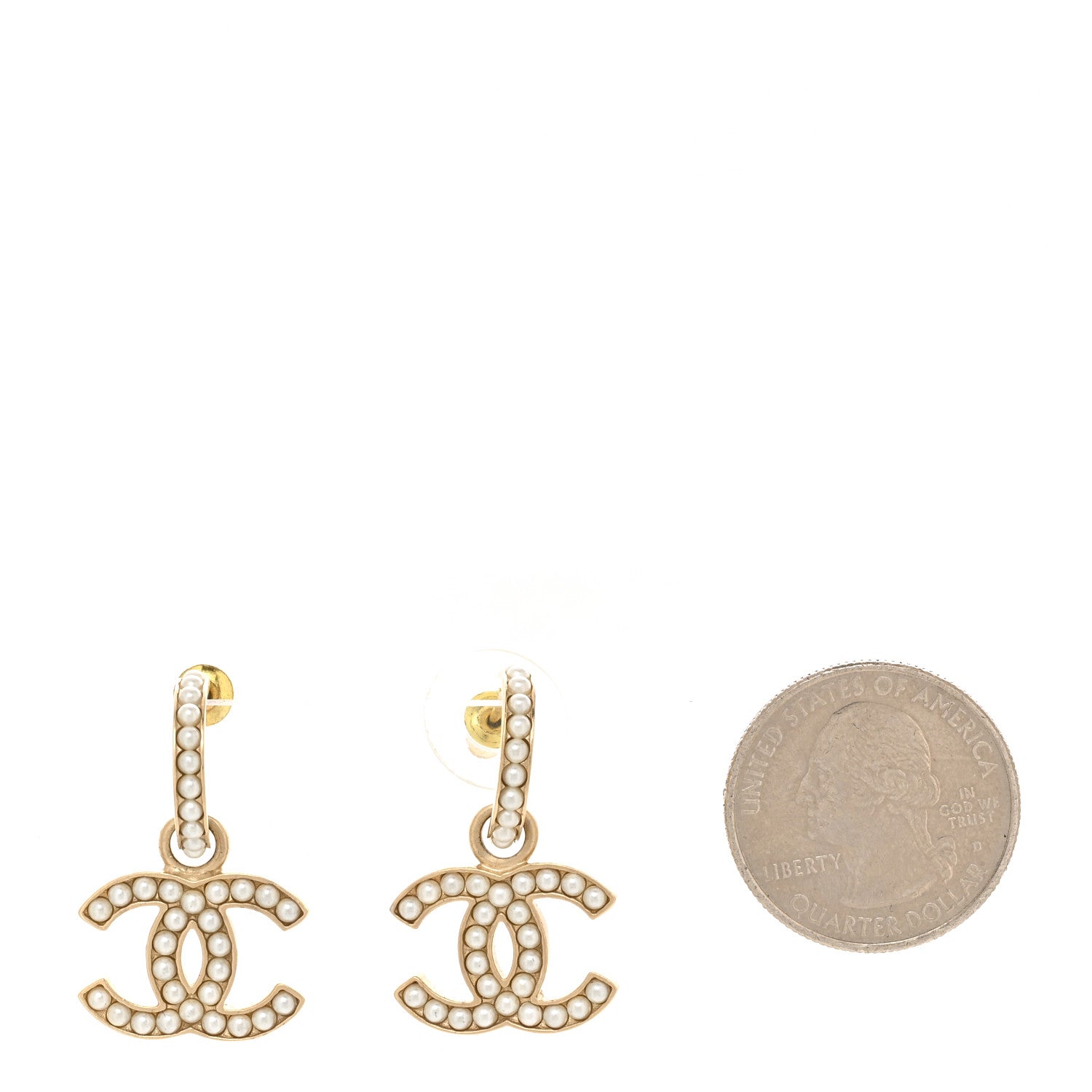 Chanel Pearl CC Hoop Drop Earring Gold 2 of 5