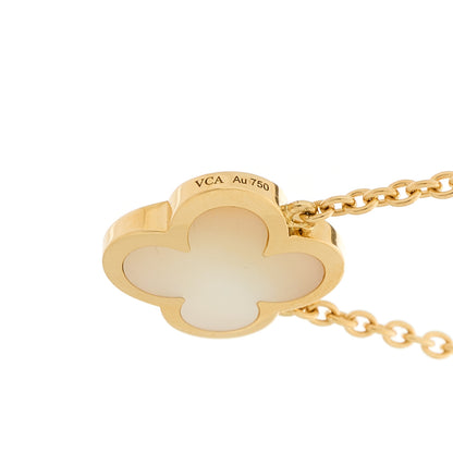 Van Cleef & Arpels 18K Yellow Gold Mother of Pearl Pure Alhambra Pendant Necklace 6 of 7
