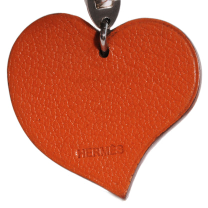 Hermes Chevre Chaine D'Amour Heart Key Chain Rouge Vif Orange 3 of 4