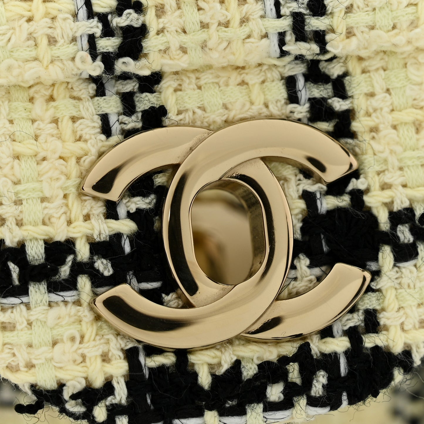 Tweed Quilted Mini Rectangular Flap Yellow Black