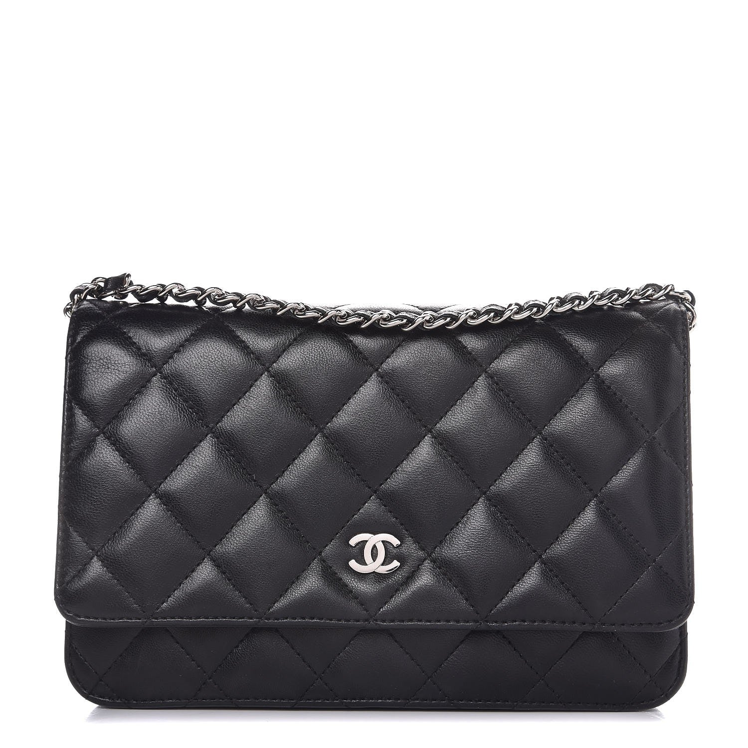Chanel Lambskin Quilted Wallet On Chain WOC Black 1 of 9