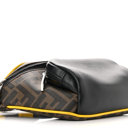Fendi Glazed Fabric Vitello Century FF 1974 Pocket Belt Bag Mogano Panna Black Sunflower 9 of 10