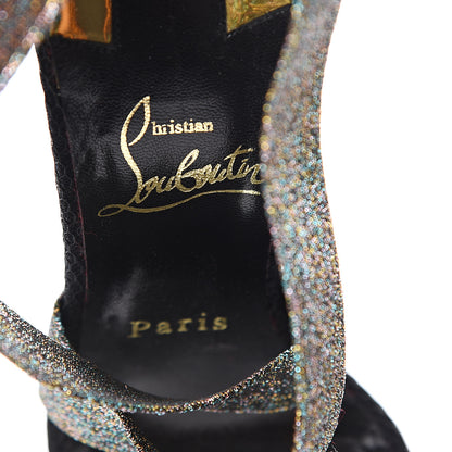 Christian Louboutin Specchio Suede Calfskin Elastagram 100 Sandals 36 Black Multi 7 of 8