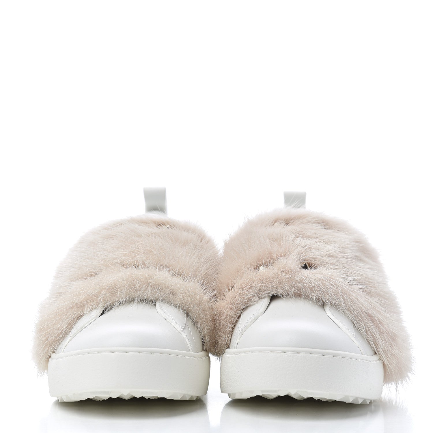 Valentino Garavani Calfskin Mink Fur Sneakers 36 White Rosa 2 of 9