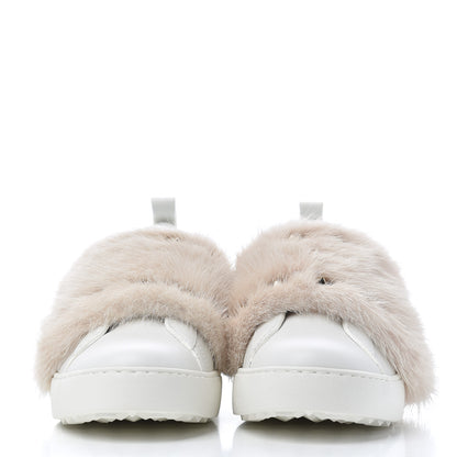 Valentino Garavani Calfskin Mink Fur Sneakers 36 White Rosa 2 of 9