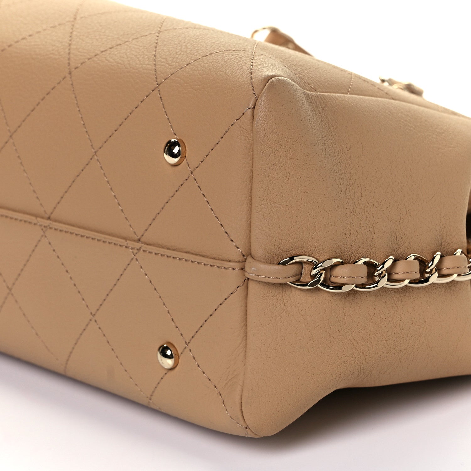 Chanel Bullskin Stitched Medium Shopping Bag Beige 9 of 9