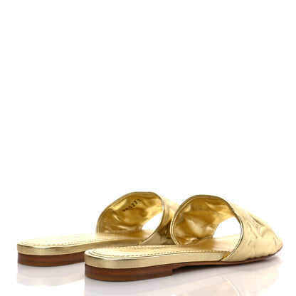 Louis Vuitton Metallic Lambskin Embossed Monogram Revival Flat Mules 35 Gold 4 of 9