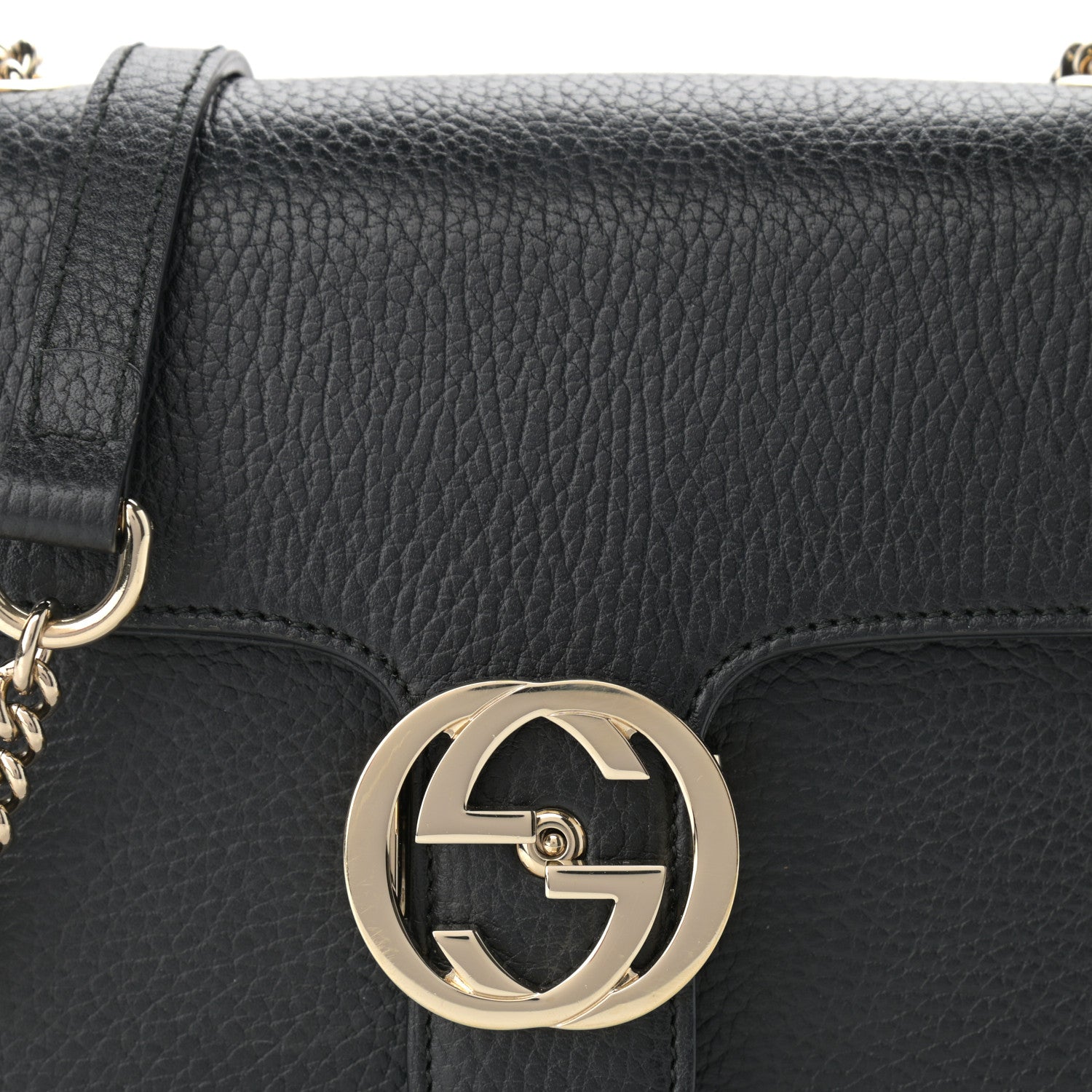 Gucci Dollar Calfskin Small Interlocking G Shoulder Bag Black 14 of 22