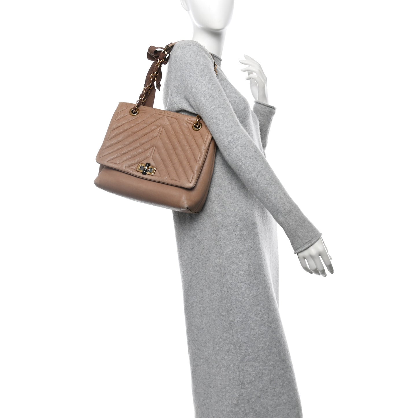 Lambskin Quilted Medium Happy Shoulder Bag Mastic