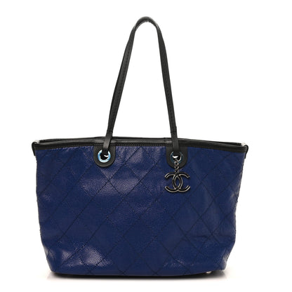 Chanel Grained Calfskin Shopping Fever Tote Blue 1 of 11