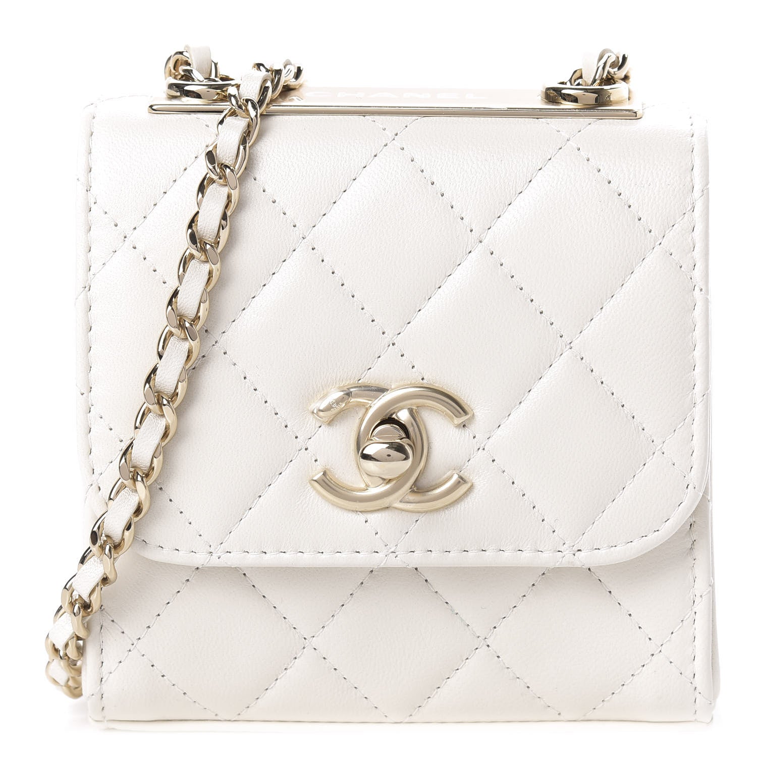Chanel Lambskin Quilted Mini Trendy CC Chain Wallet White 1 of 11