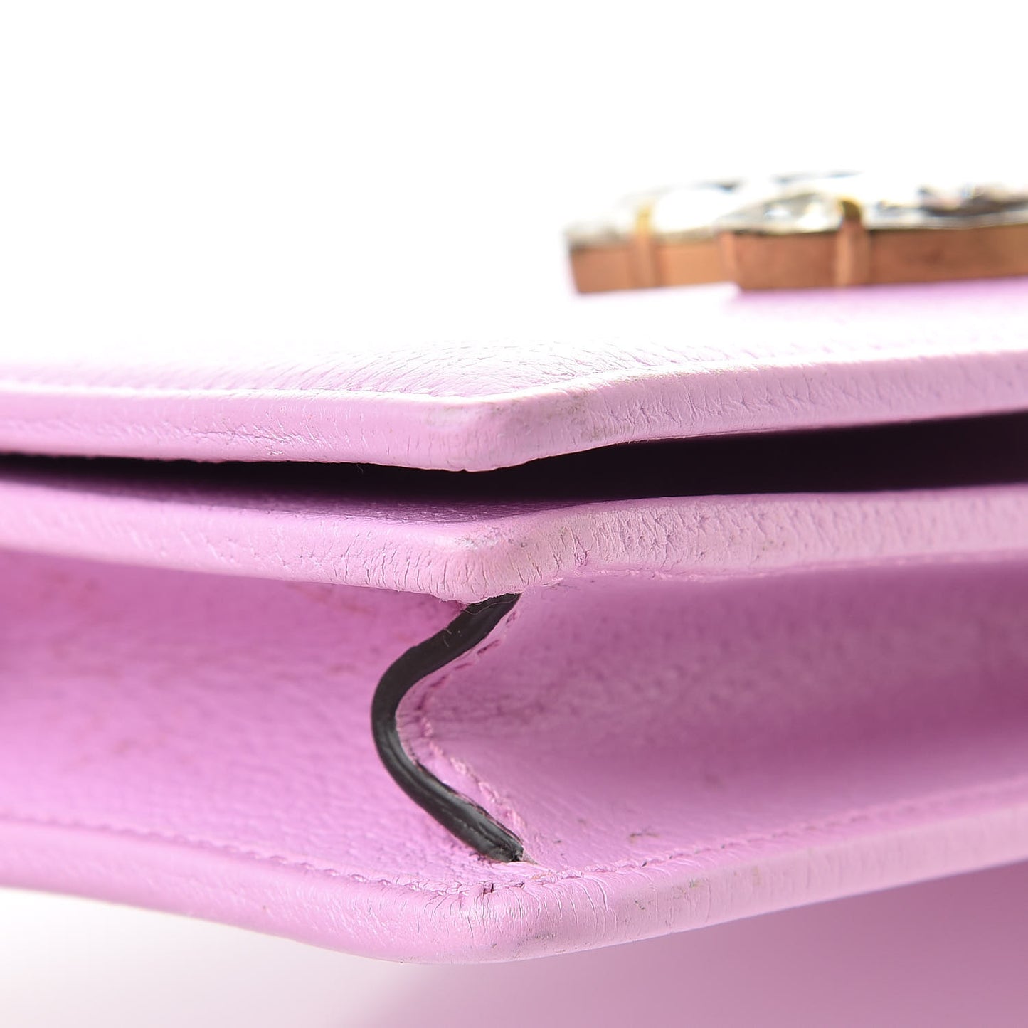 Calfskin Marquise Crystals Mini GG Chain Wallet Malva