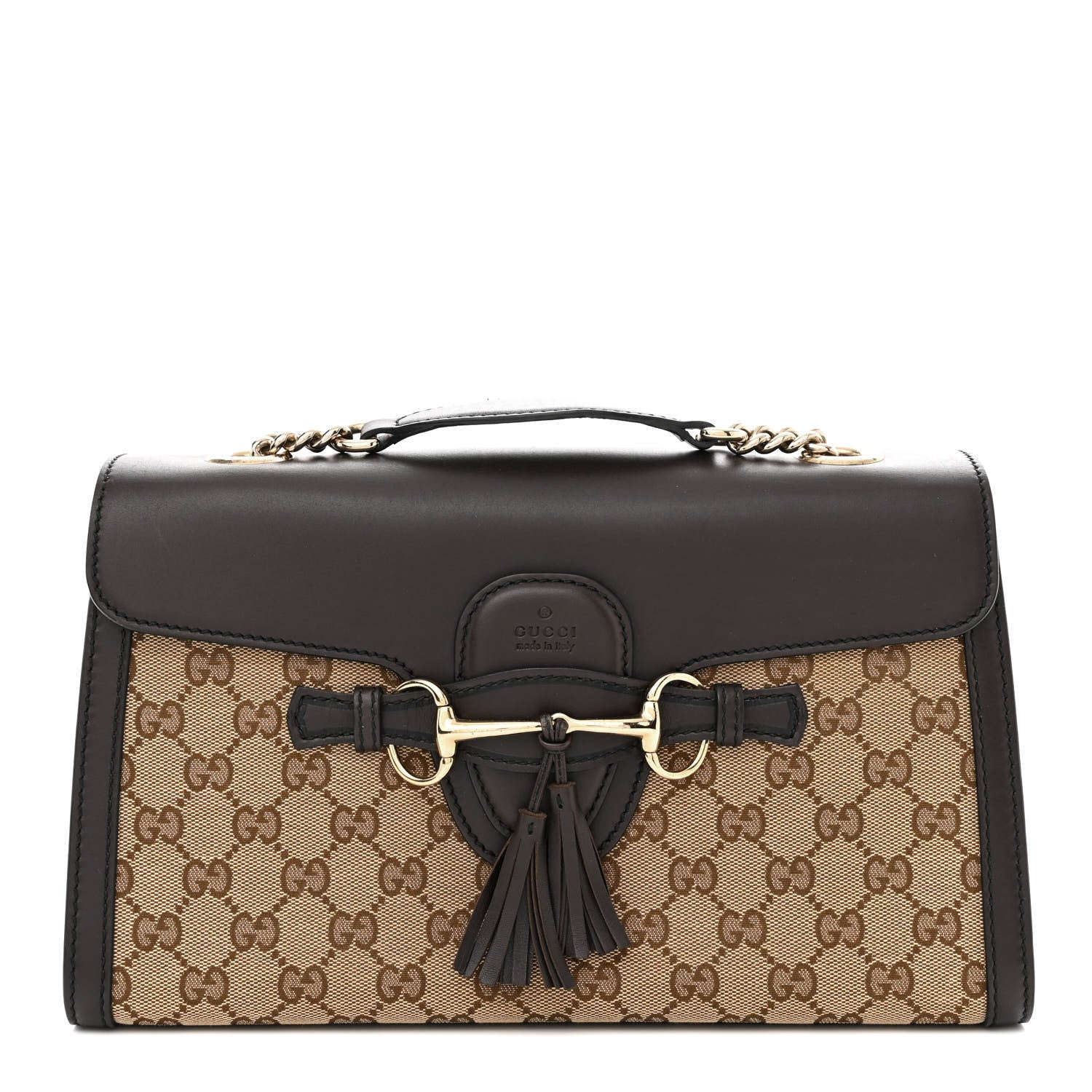 Gucci Monogram Margaux Calfskin Medium Emily Chain Shoulder Bag Beige Ebony Cocoa 1 of 18