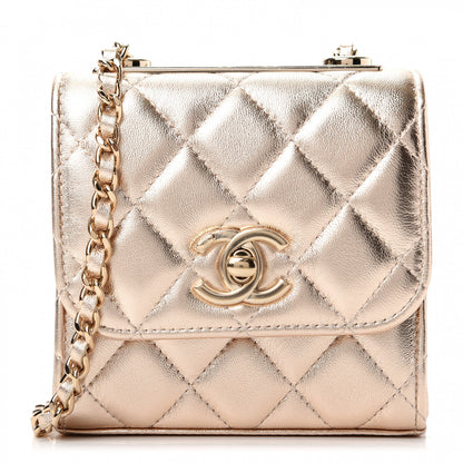 Chanel Metallic Lambskin Quilted Mini Trendy CC Clutch With Chain Gold 1 of 10