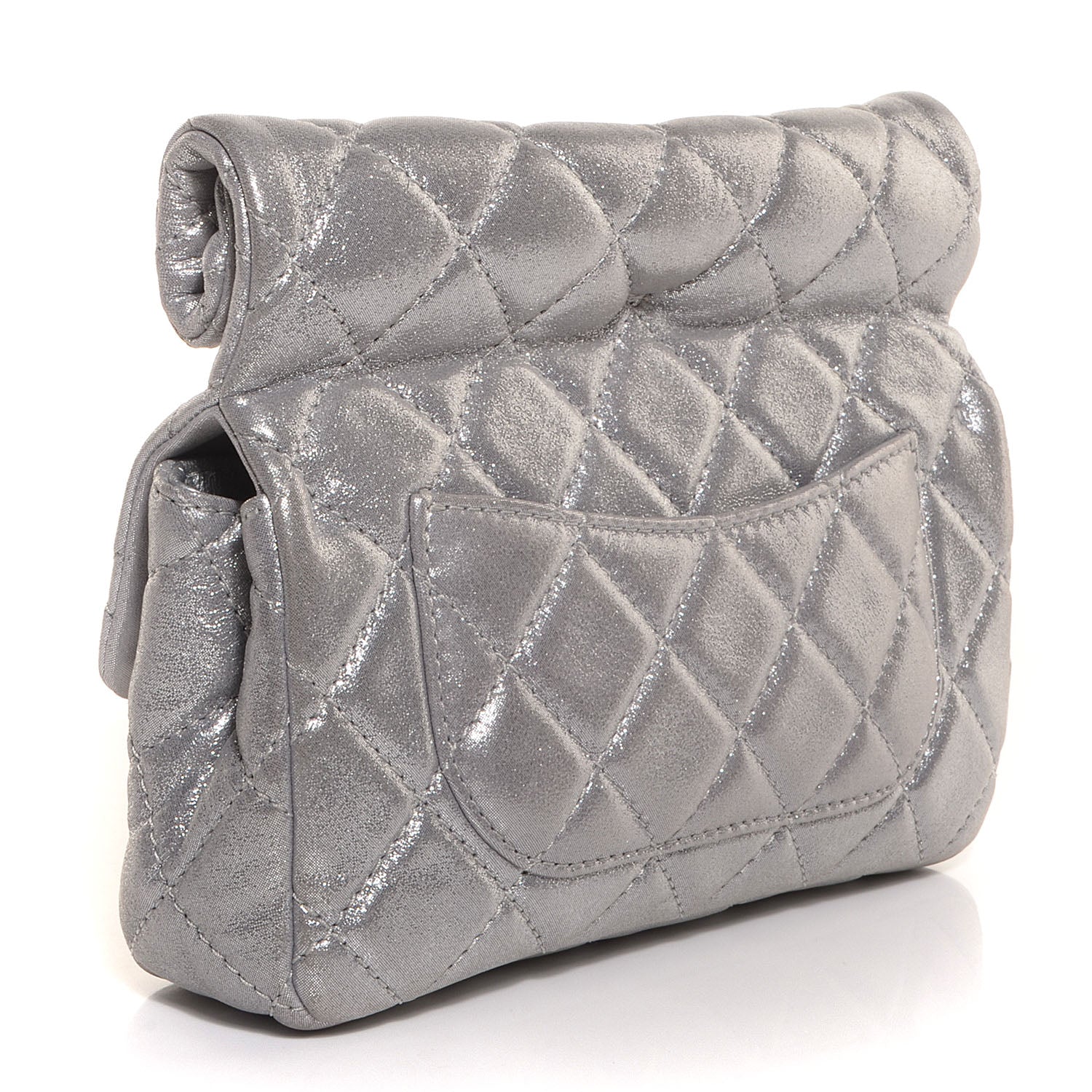 Chanel Iridescent Calfskin Quilted Small Roll Reissue Clutch Silver 3 of 8