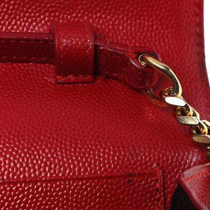 Saint Laurent Grain De Poudre Matelasse Chevron Monogram Chain Wallet Red 12 of 15
