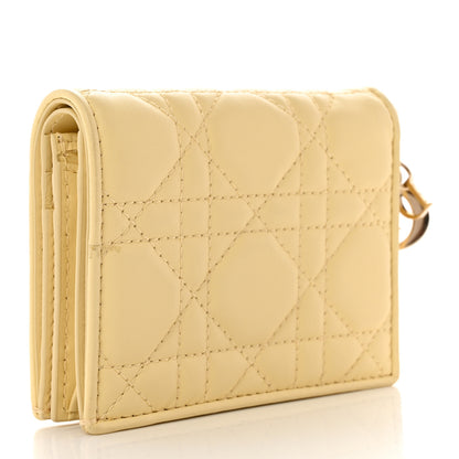 Christian Dior Lambskin Cannage Mini Lady Dior Wallet Soft Yellow 3 of 10