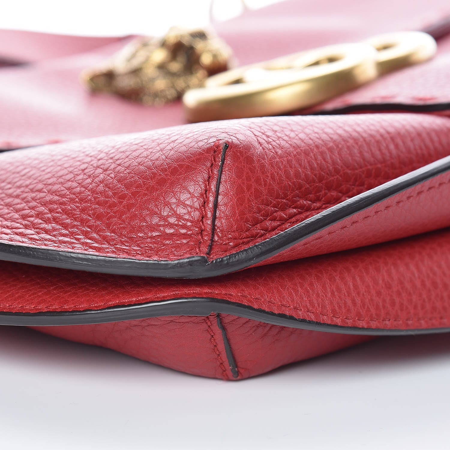 Gucci Cellarius Calfskin Feline GG Marmont Flap Shoulder Bag Vulcanic Red 5 of 14