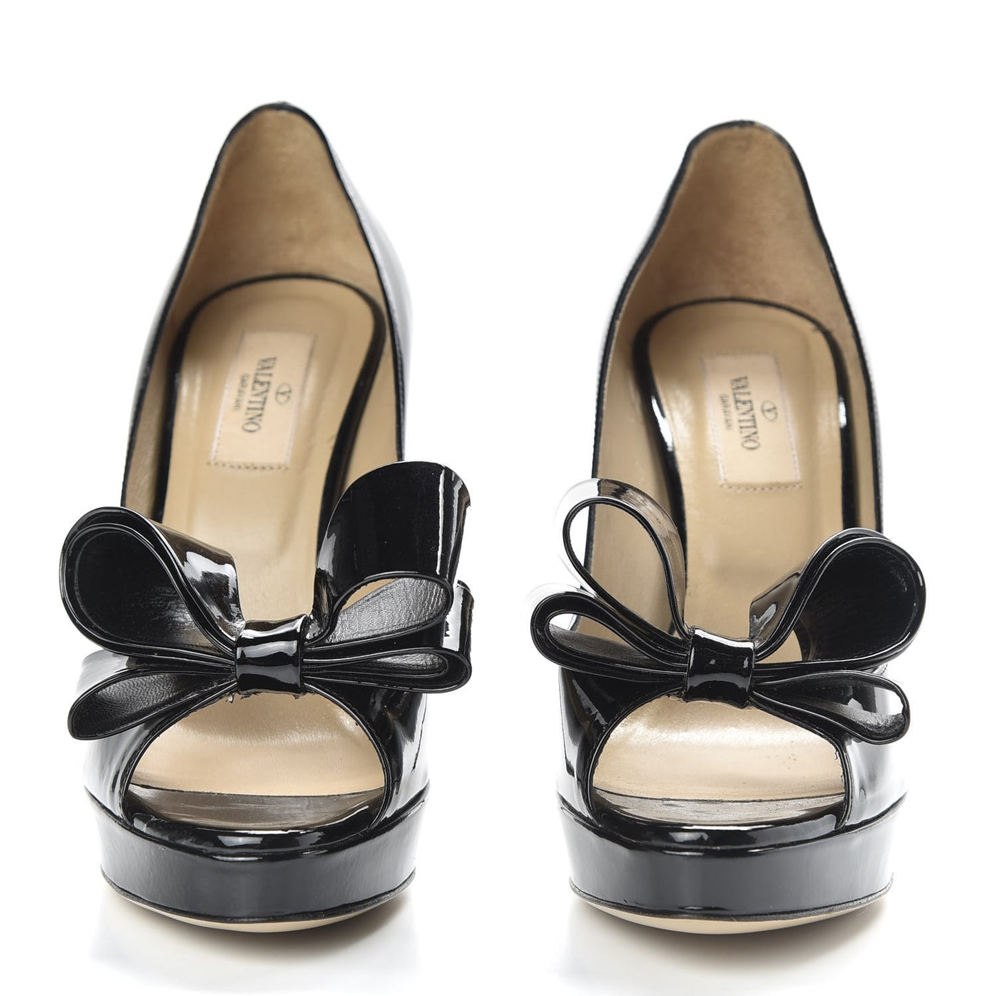 Patent Couture Bow Peep Toe 30/125mm Platform Pumps 37.5 Black