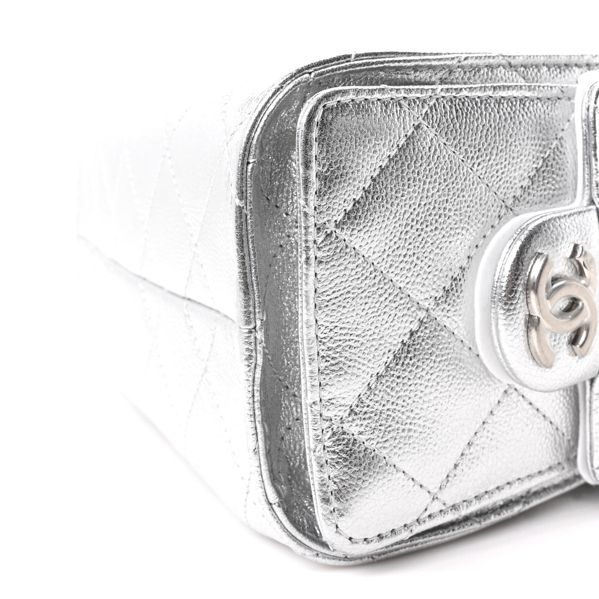Chanel Metallic Caviar Quilted Mini Chanel 25 Handbag Silver 10 of 11