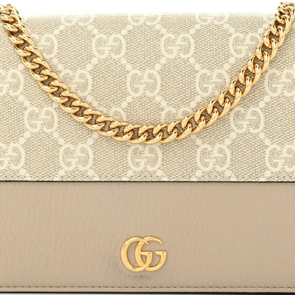 Gucci GG Supreme Monogram Textured Dollar Calfskin Mini GG Marmont Chain Wallet Mystic White Oatmeal 7 of 10