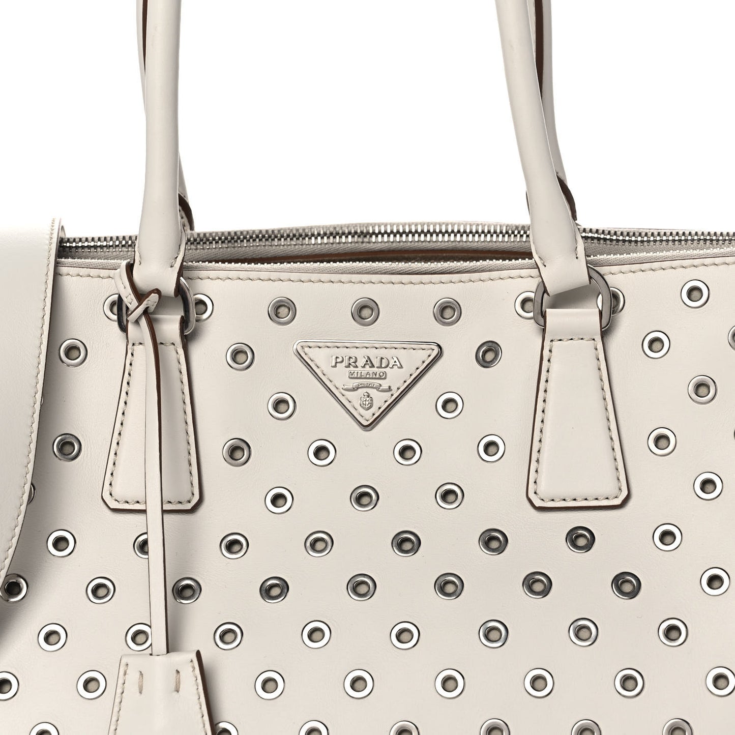 City Calf Grommet Large Double Zip Tote Talco