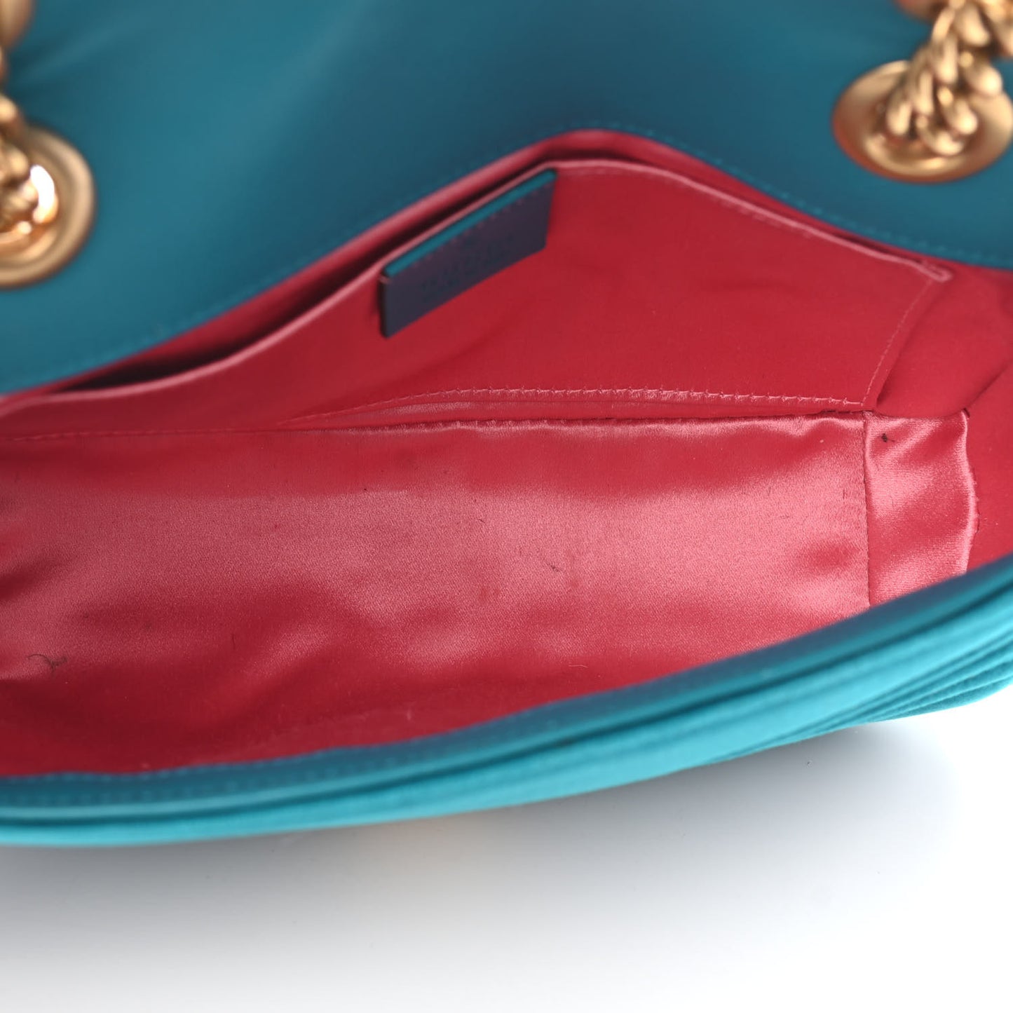 Velvet Matelasse Mini GG Marmont Shoulder Bag Pavone Cyan