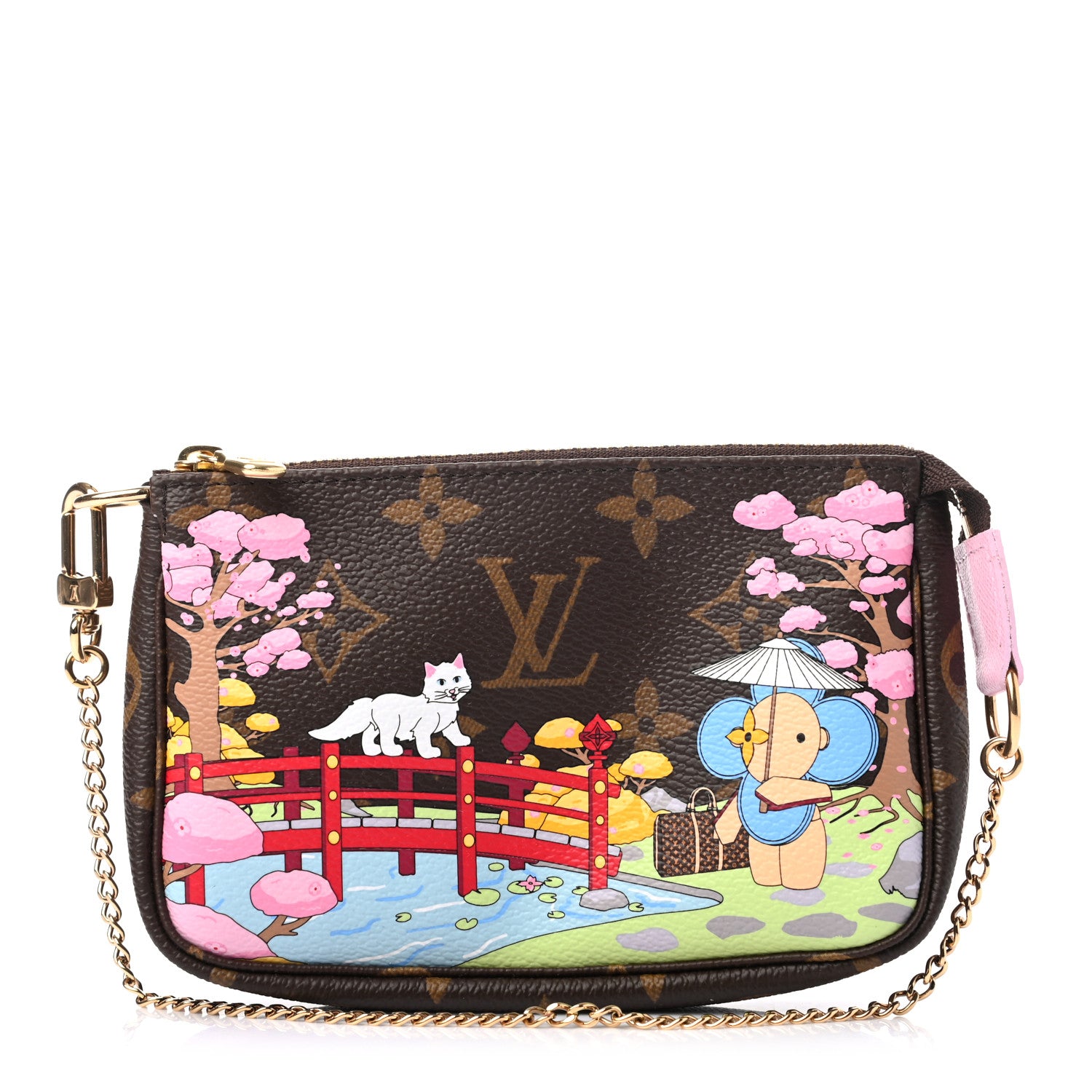 Louis Vuitton Monogram 2021 Christmas Animation Japanese Garden Mini Pochette Accessories Wisteria Pink 1 of 7