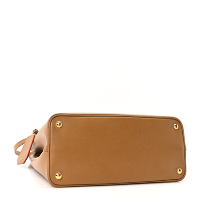 Prada Saffiano Cuir Medium Double Bag Caramel Fuoco 4 of 9