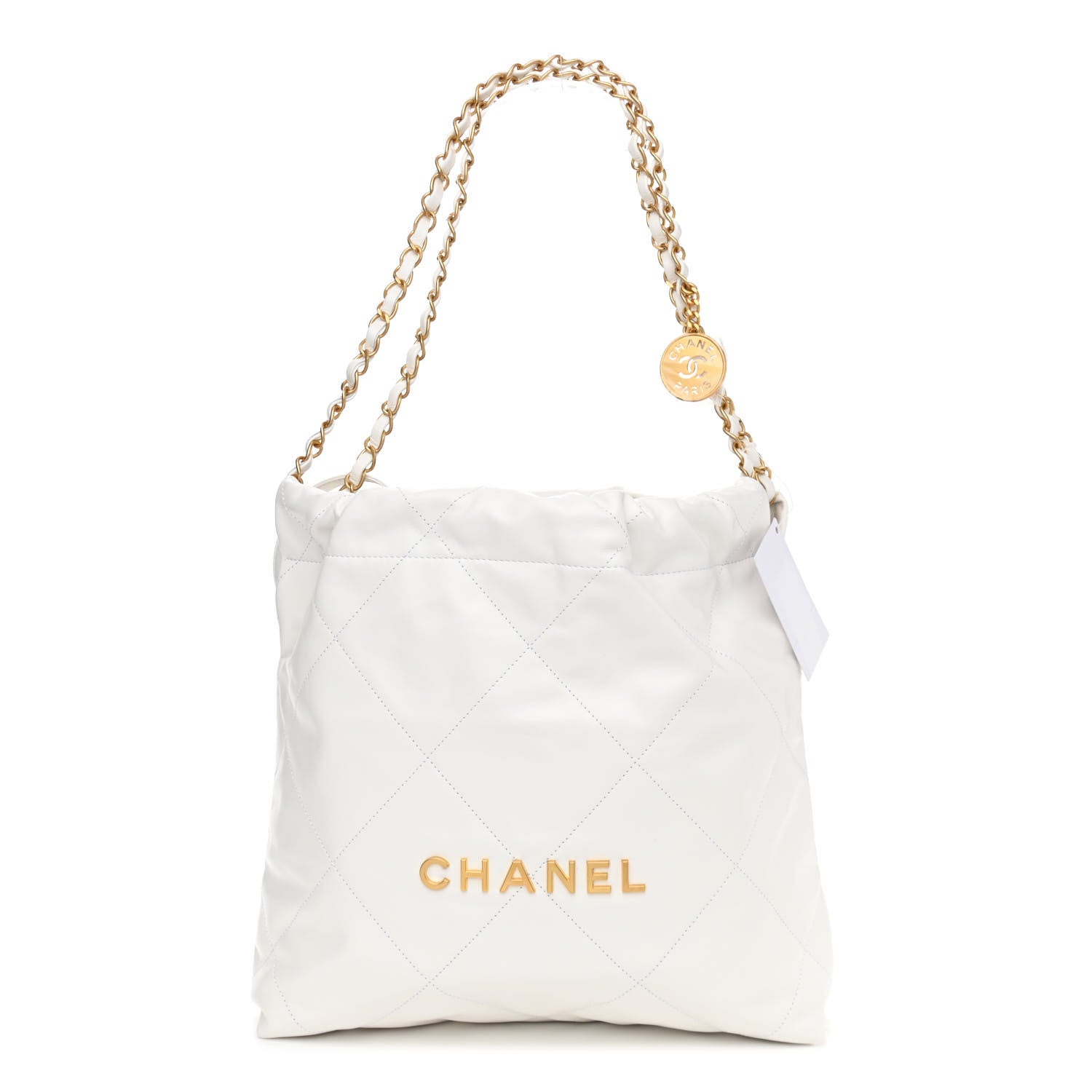 Chanel Shiny Calfskin Quilted Small Chanel 22 White 1 of 12