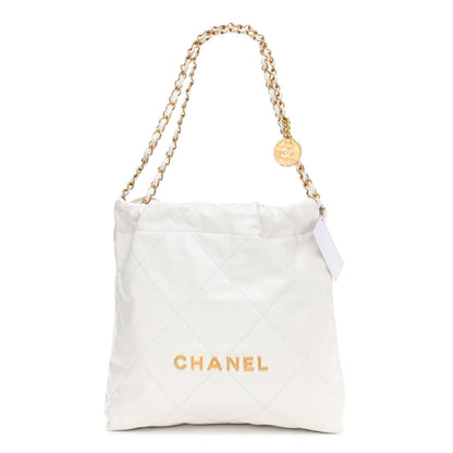 Chanel Shiny Calfskin Quilted Small Chanel 22 White 1 of 12