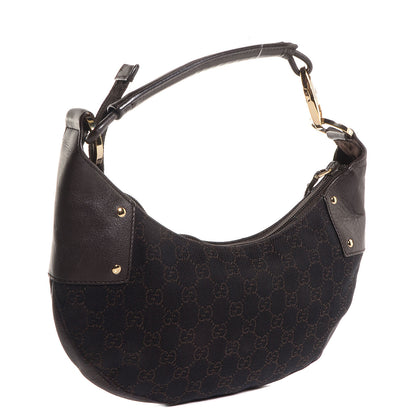 Gucci Denim Monogram Half Moon Hobo Dark Brown 3 of 7