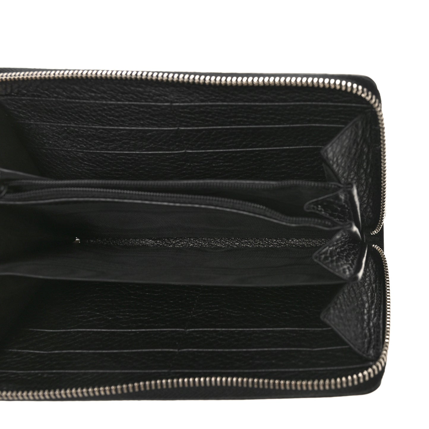 Pebbled Calfskin Dorian Zip Around Wallet Black
