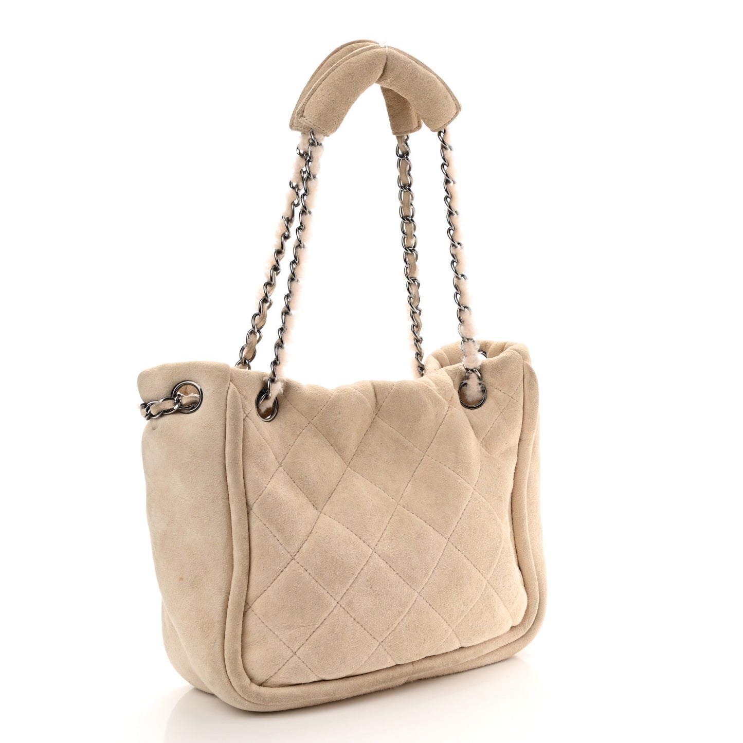 Shearling Quilted Mademoiselle Tote Beige