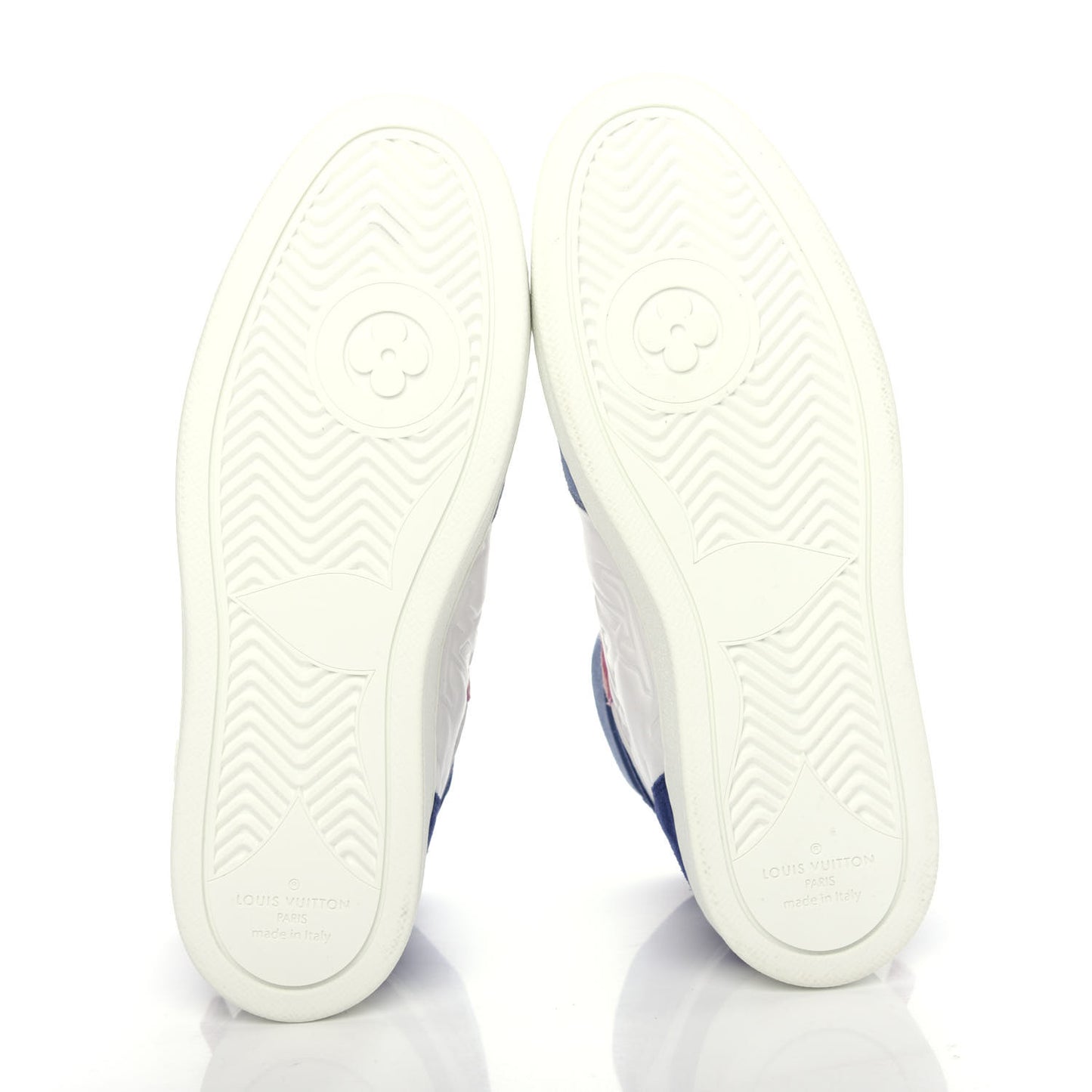 Sheepskin Embossed Suede Calfskin Womens Boombox High-Top Sneakers 37.5 White Denim Blue