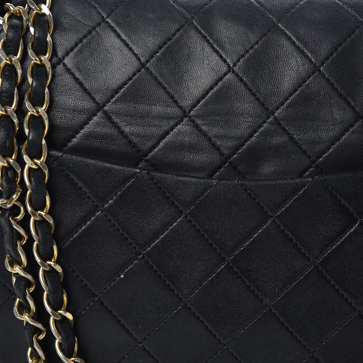 Lambskin Quilted Medium Double Flap Black