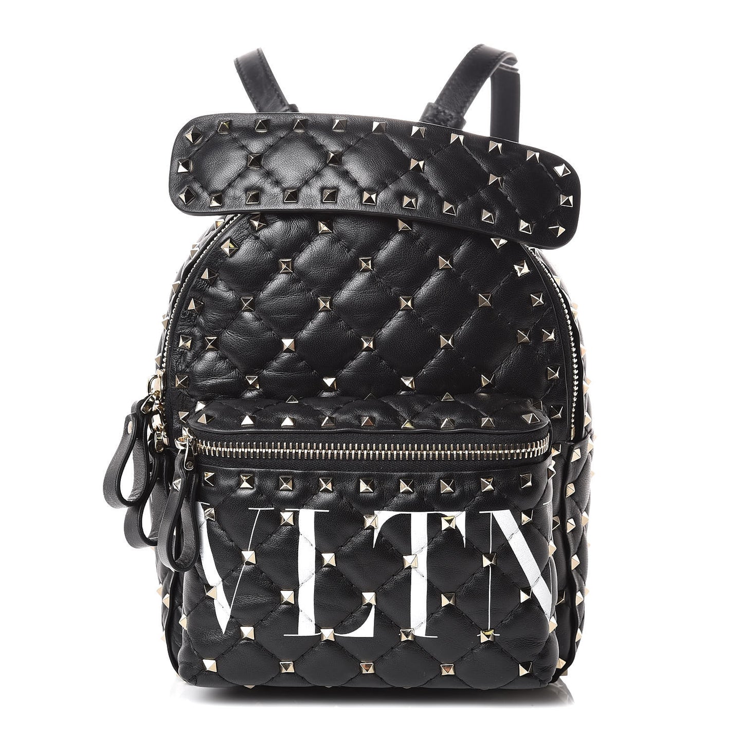 Lambskin VLTN Print Quilted Mini Rockstud Spike Backpack Black