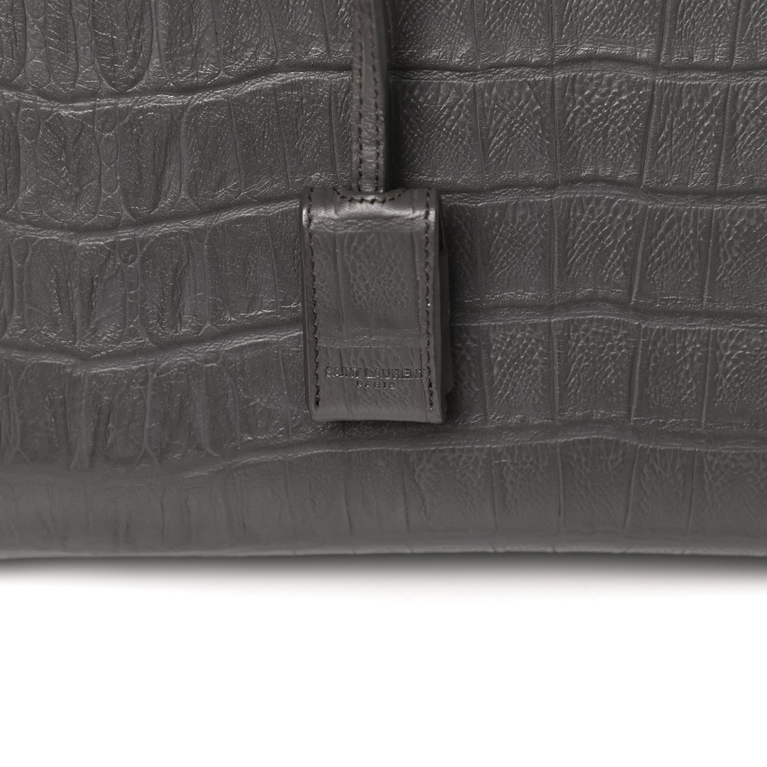 Saint Laurent Calfskin Crocodile Embossed Small Sac De Jour Fog 9 of 12