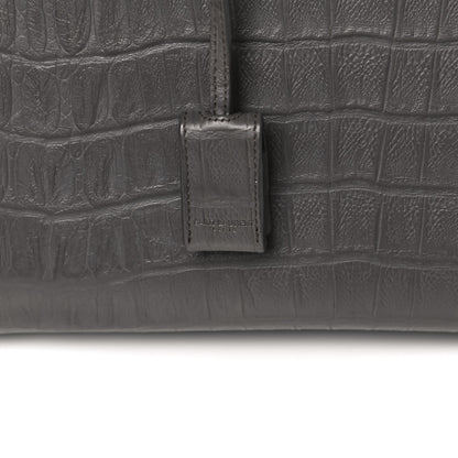 Saint Laurent Calfskin Crocodile Embossed Small Sac De Jour Fog 9 of 12